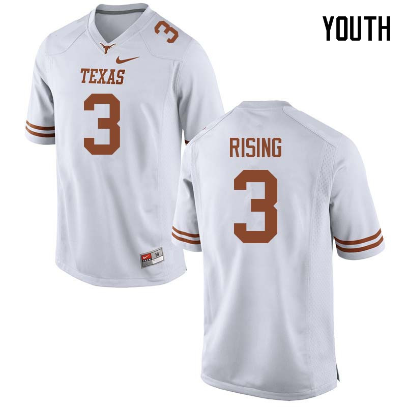Youth #3 Cameron Rising Texas Longhorns College Football Jerseys Sale-White